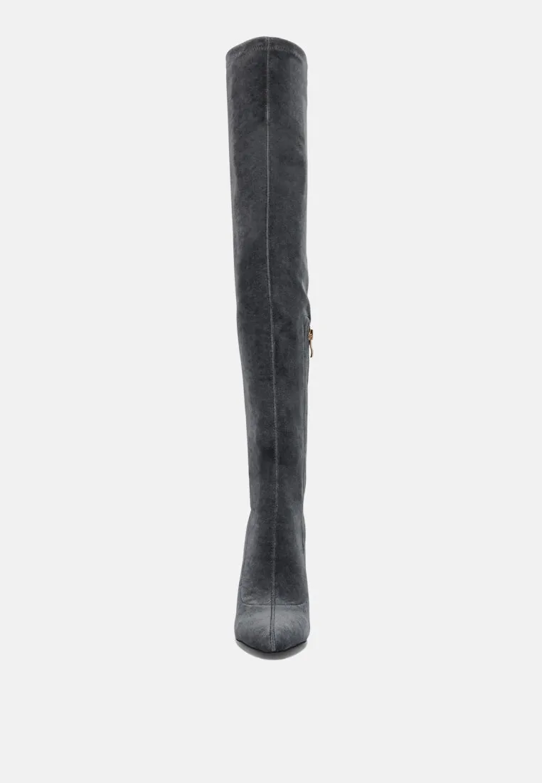 madman stretch velvet high heel boots