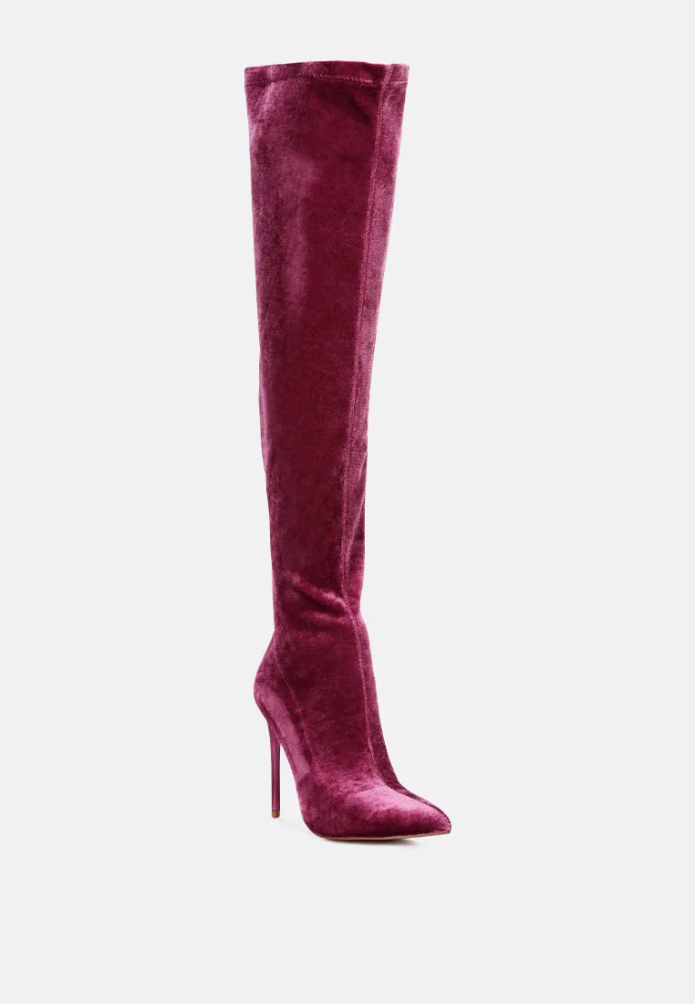 madman stretch velvet high heel boots