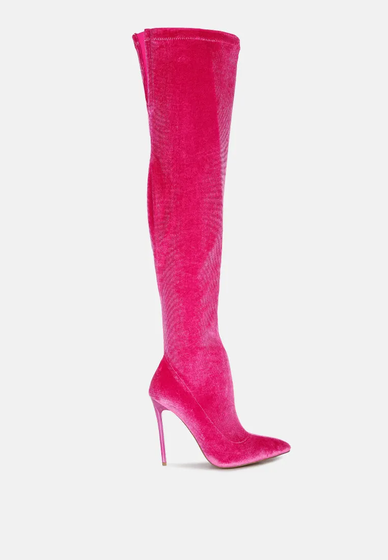 madman stretch velvet high heel boots