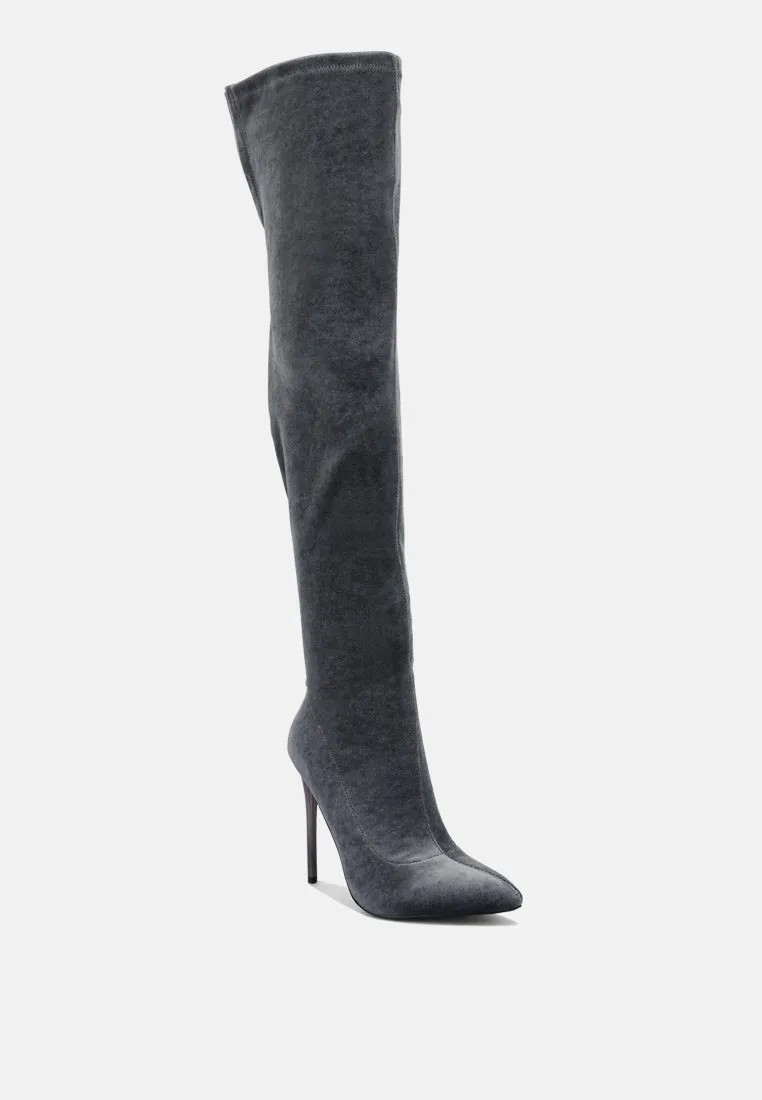 madman stretch velvet high heel boots