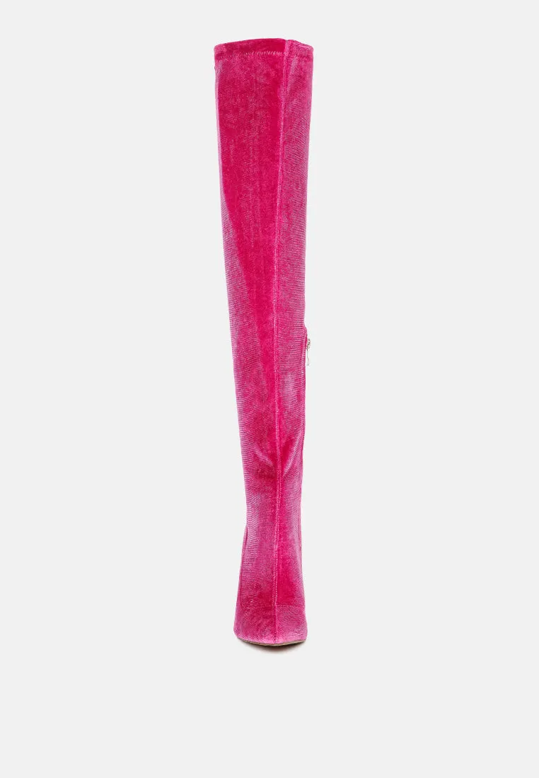 madman stretch velvet high heel boots
