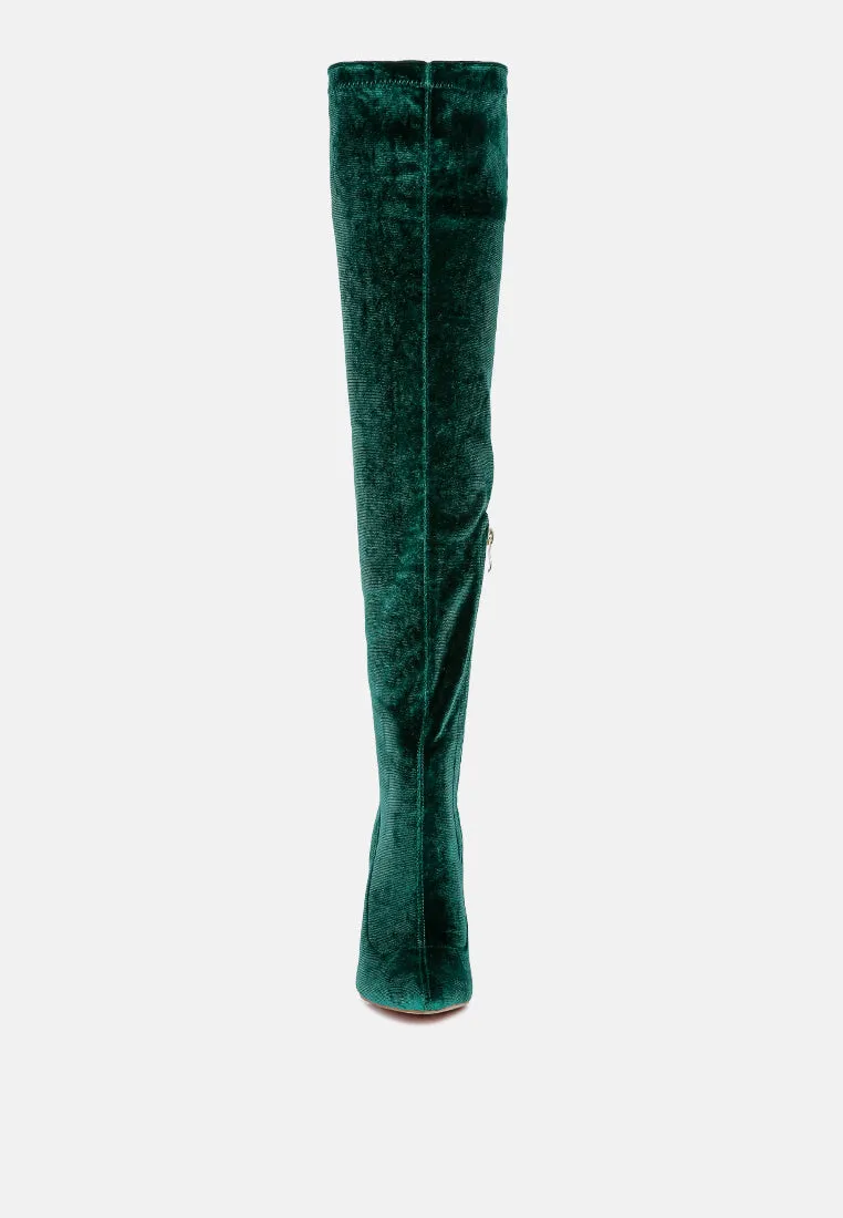 madman stretch velvet high heel boots