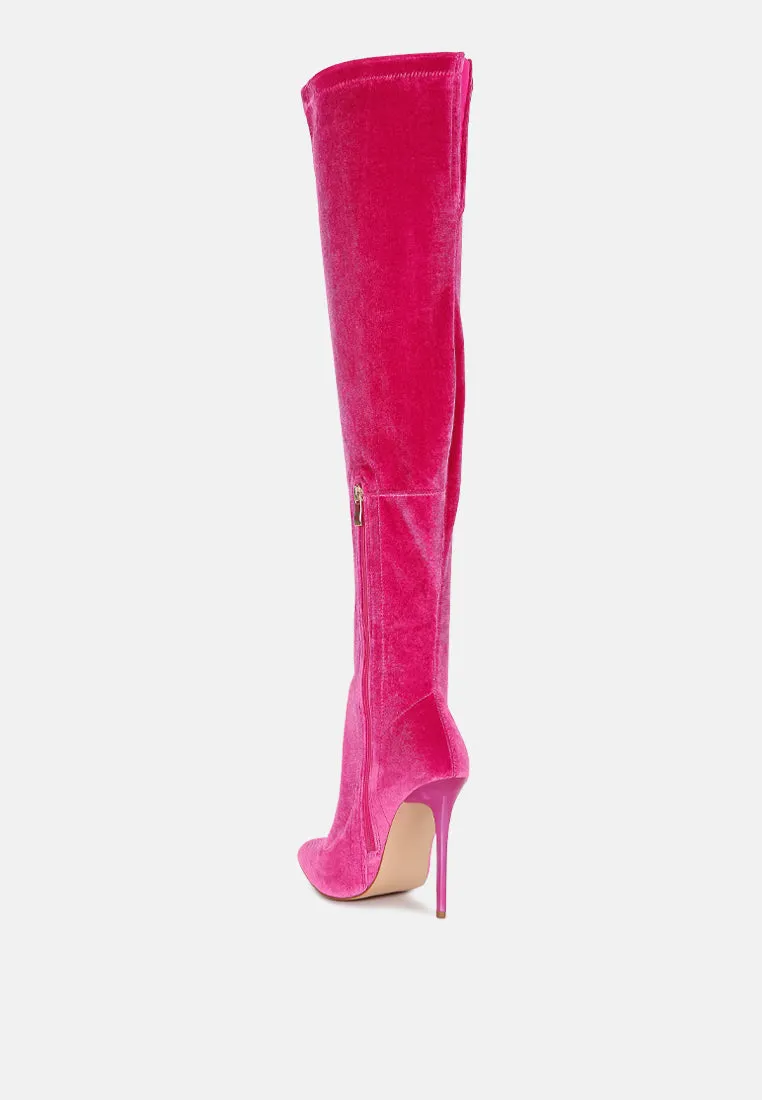 madman stretch velvet high heel boots