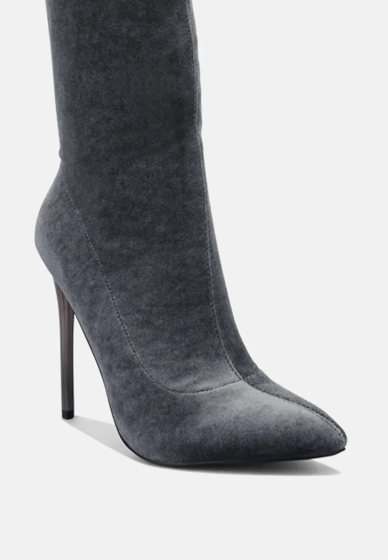 madman stretch velvet high heel boots