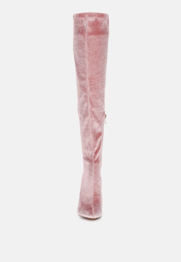 madman stretch velvet high heel boots