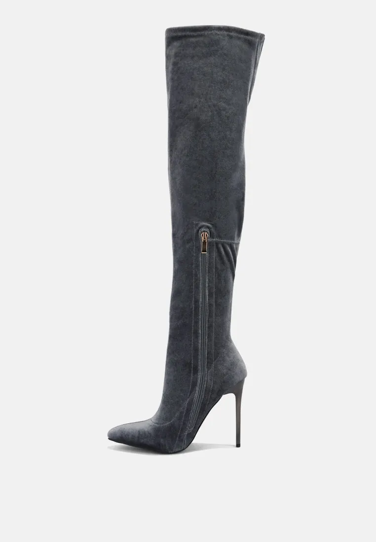 madman stretch velvet high heel boots