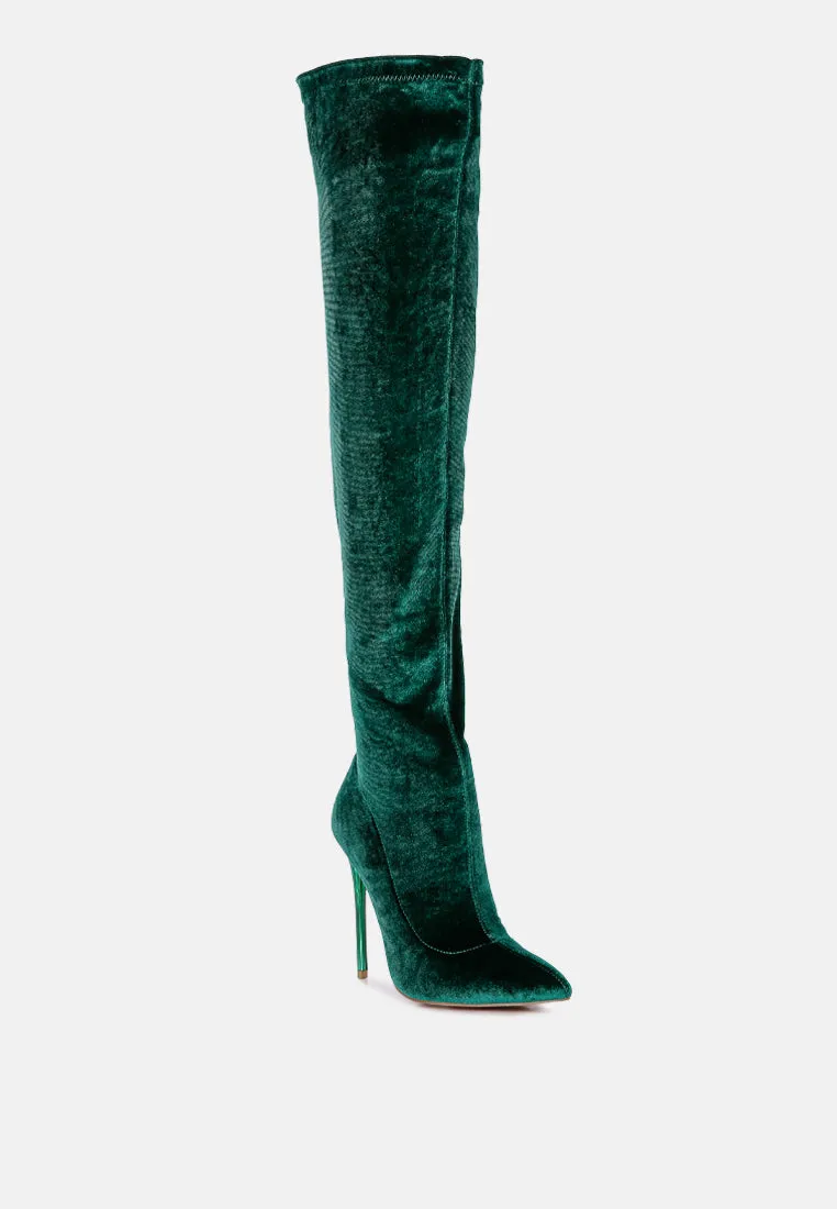 madman stretch velvet high heel boots