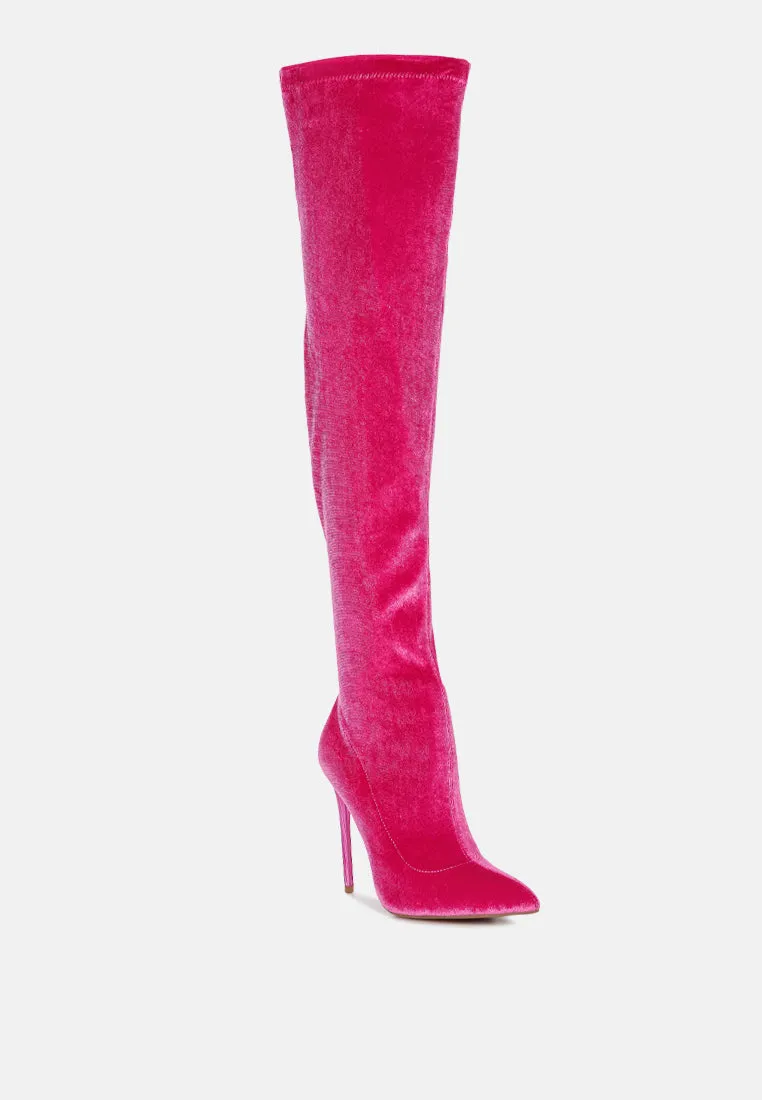 madman stretch velvet high heel boots