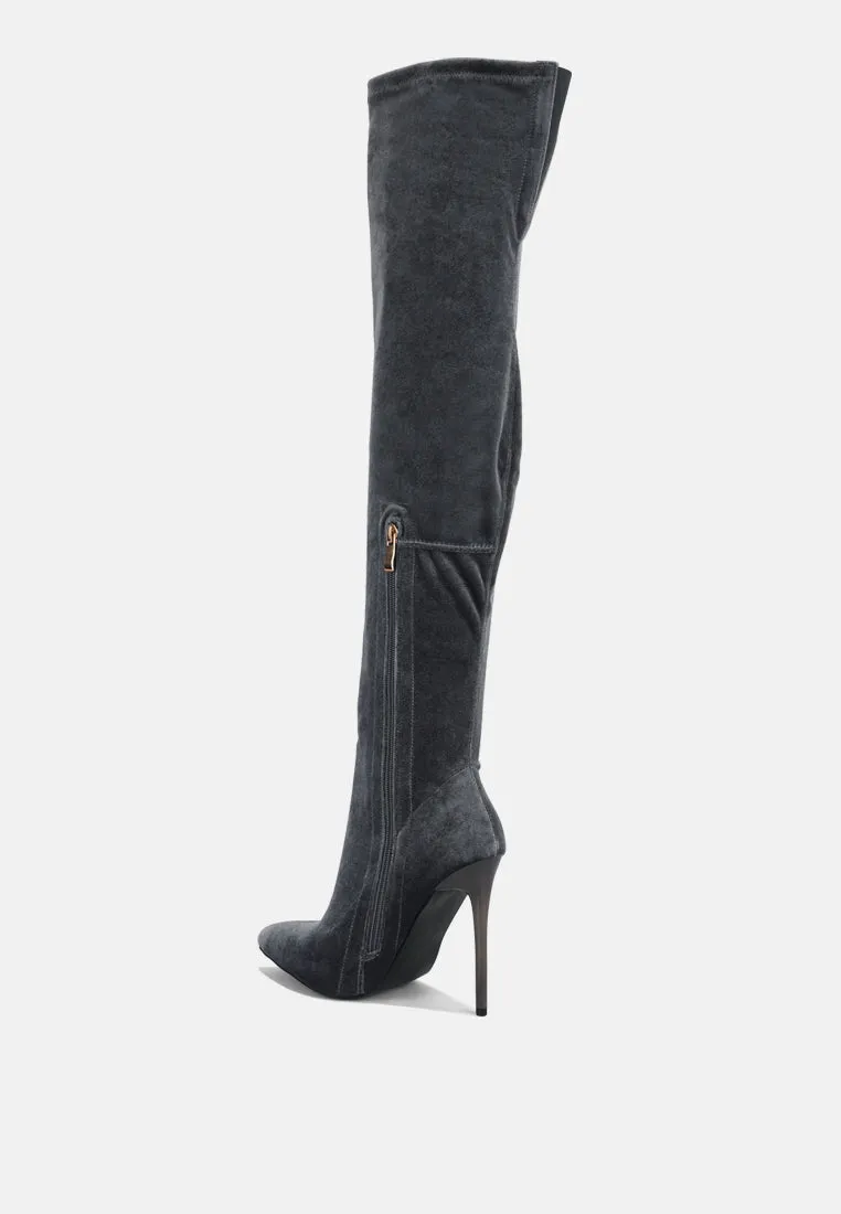 madman stretch velvet high heel boots