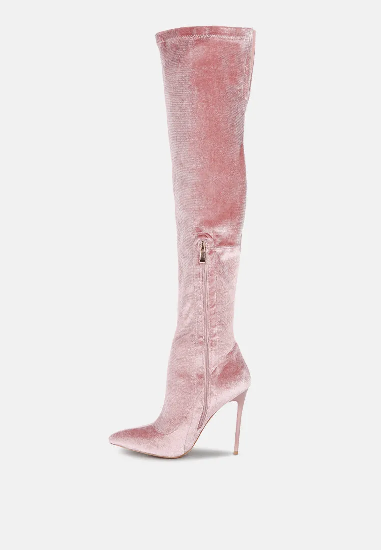 madman stretch velvet high heel boots