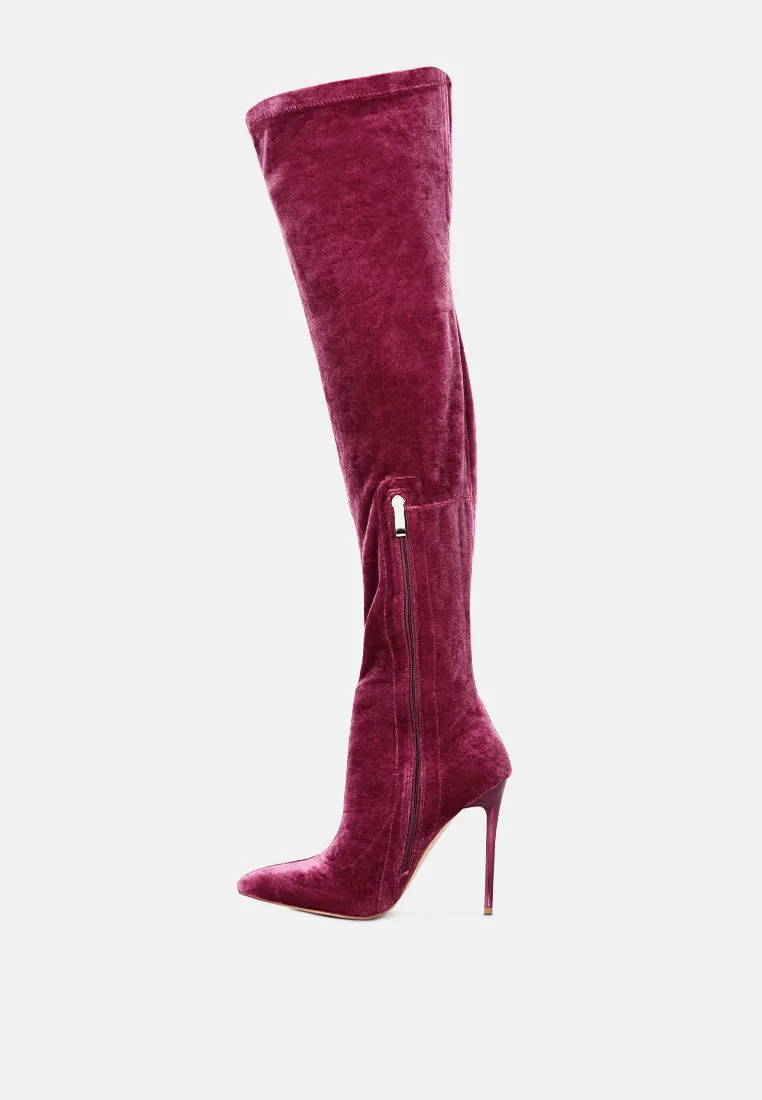 madman stretch velvet high heel boots