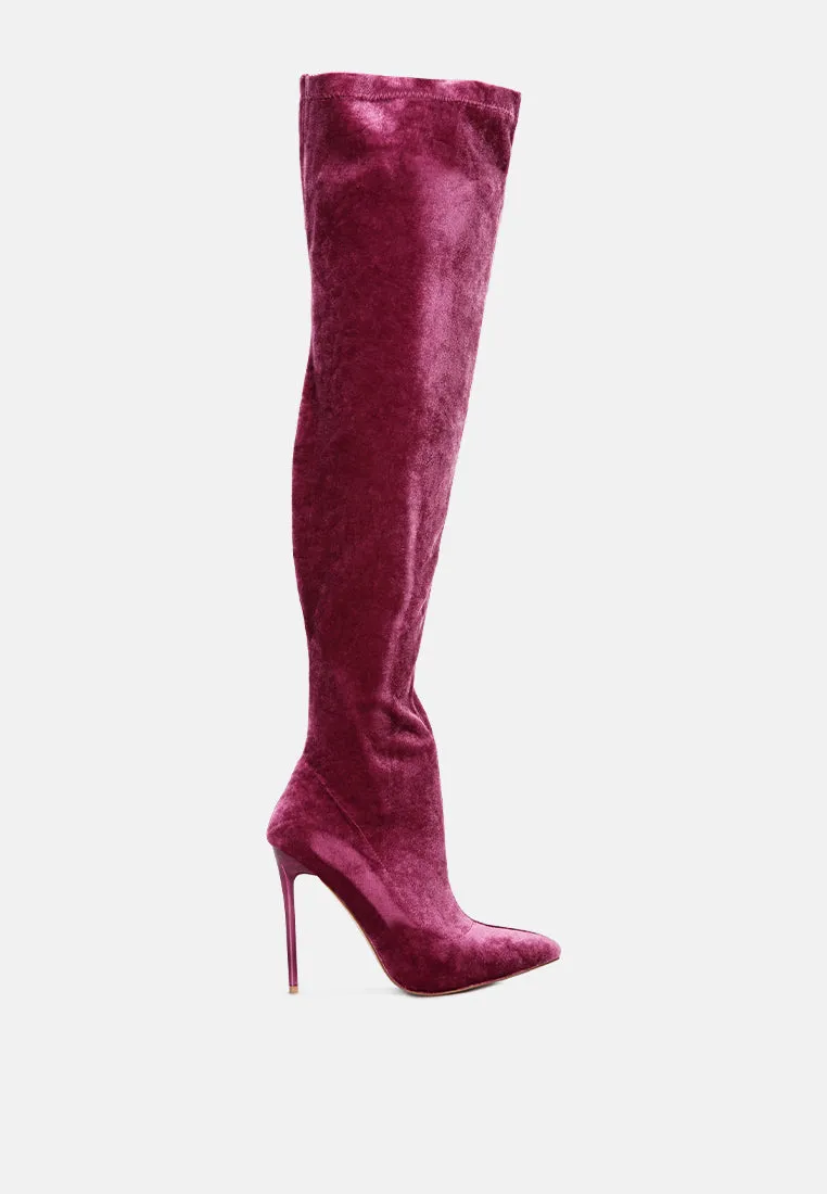 madman stretch velvet high heel boots