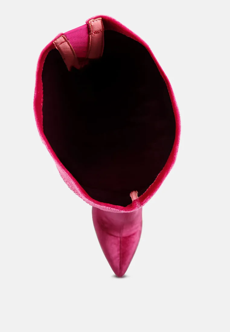 madman stretch velvet high heel boots