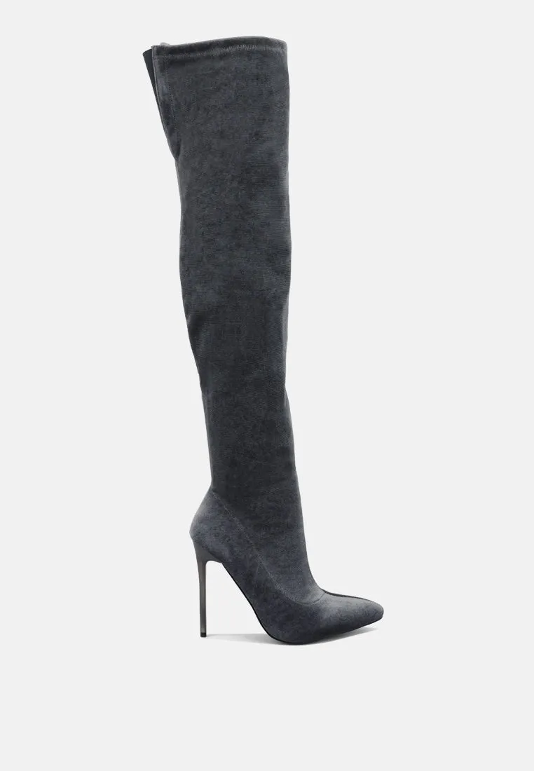 madman stretch velvet high heel boots