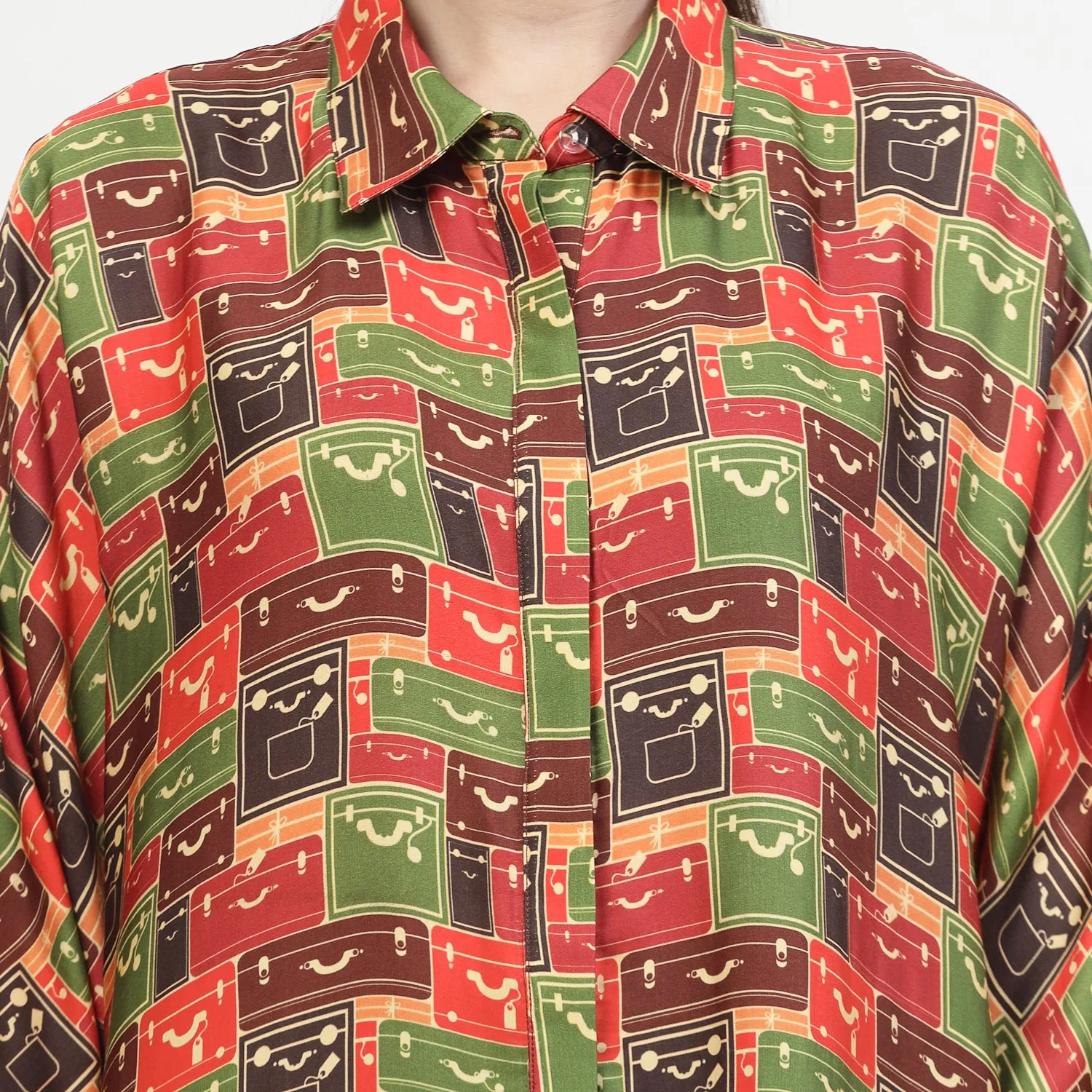 Multicolour Box Print Long Shirt