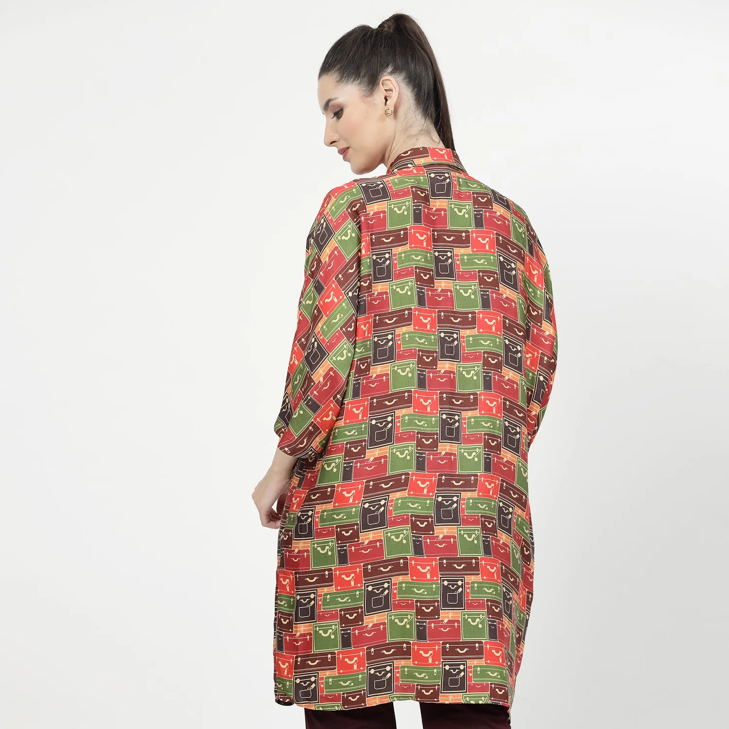 Multicolour Box Print Long Shirt