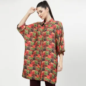 Multicolour Box Print Long Shirt