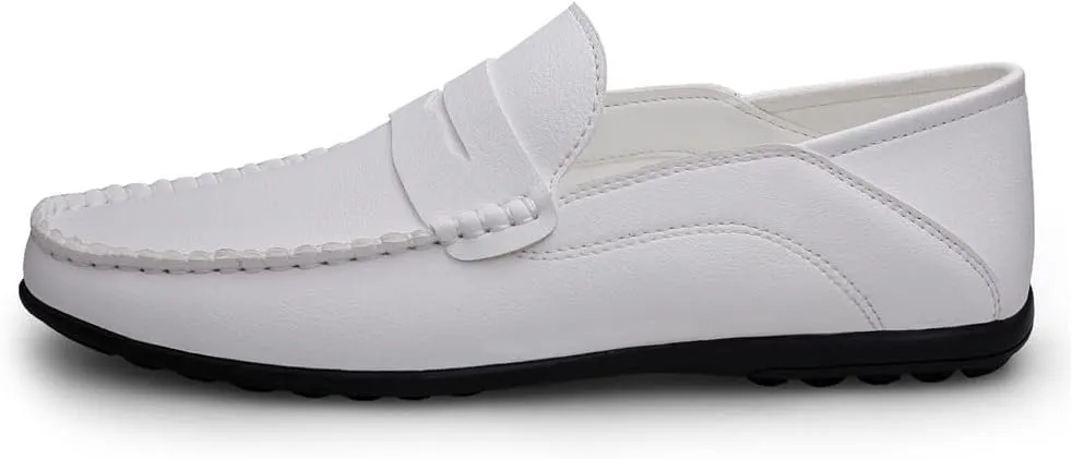 New Loafers for Men Penny Loafers Solid Colors Simple Flat Heel Vegan Leather Anti-Slip Flat Heel Slip Resistant Casual Slip-on