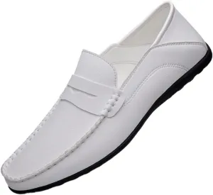 New Loafers for Men Penny Loafers Solid Colors Simple Flat Heel Vegan Leather Anti-Slip Flat Heel Slip Resistant Casual Slip-on