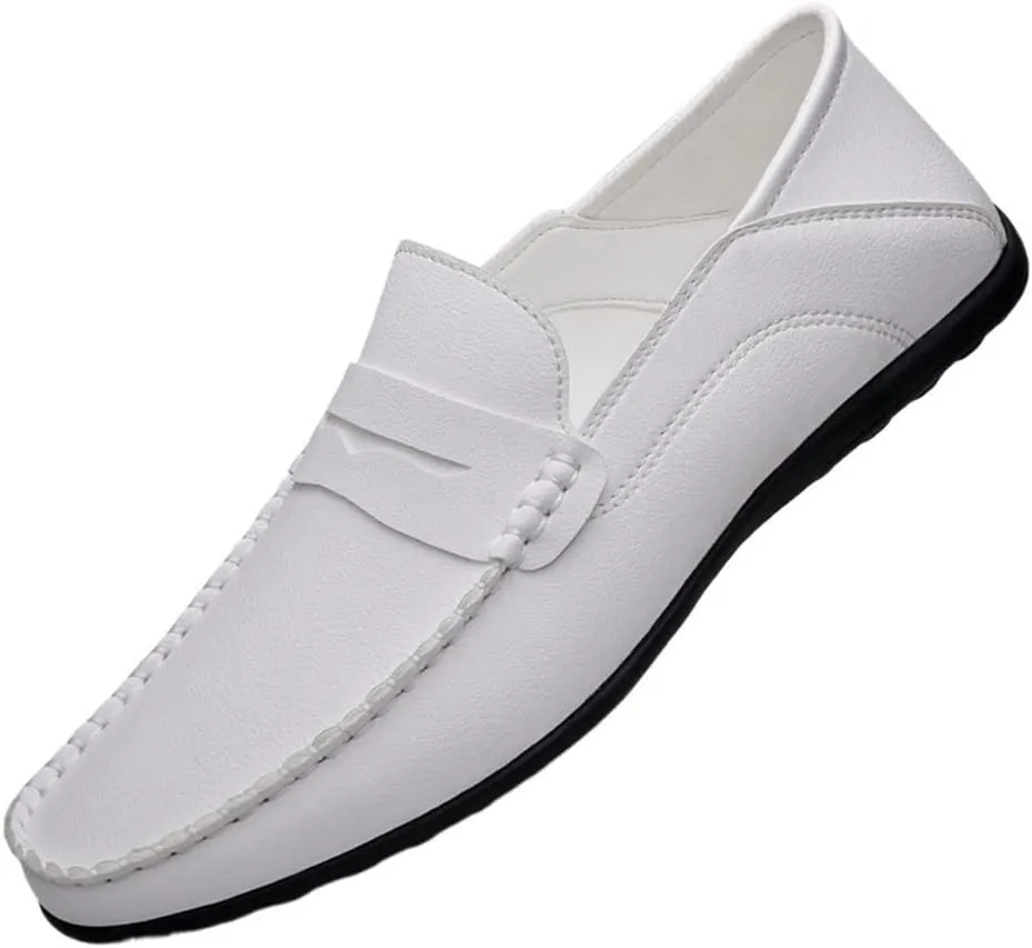 New Loafers for Men Penny Loafers Solid Colors Simple Flat Heel Vegan Leather Anti-Slip Flat Heel Slip Resistant Casual Slip-on