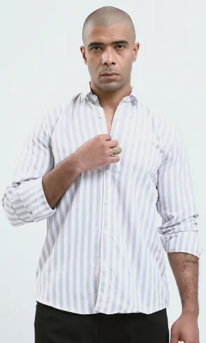 O179976 - Full Buttons Regular Fit Casual Light Grey Shirt
