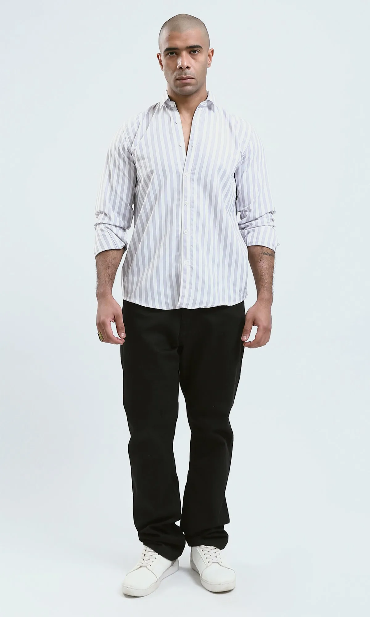 O179976 - Full Buttons Regular Fit Casual Light Grey Shirt