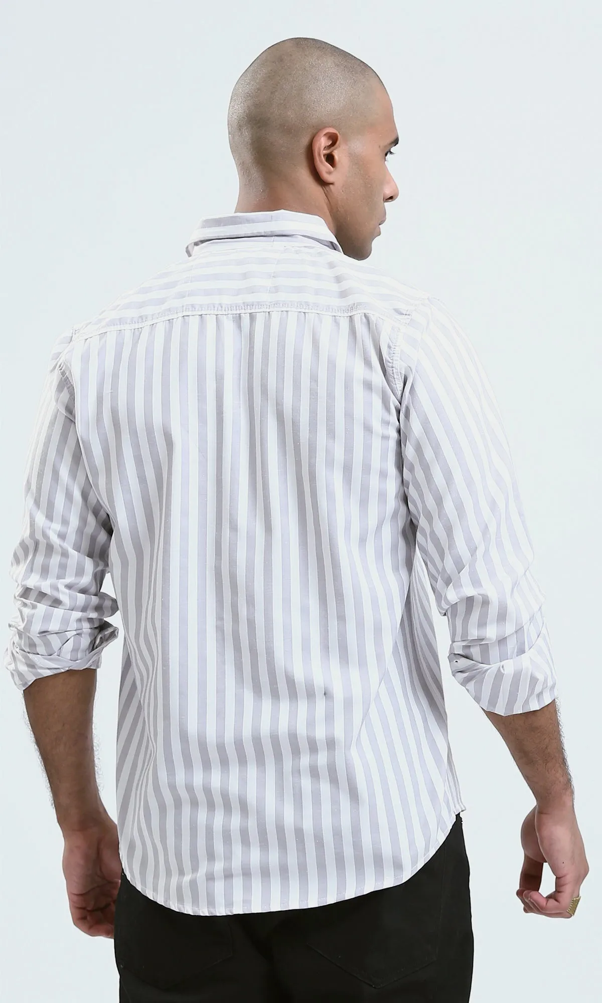 O179976 - Full Buttons Regular Fit Casual Light Grey Shirt