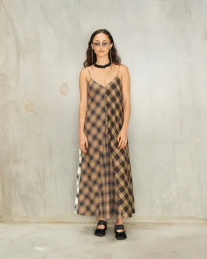 Ombre Check Bias Slip Dress