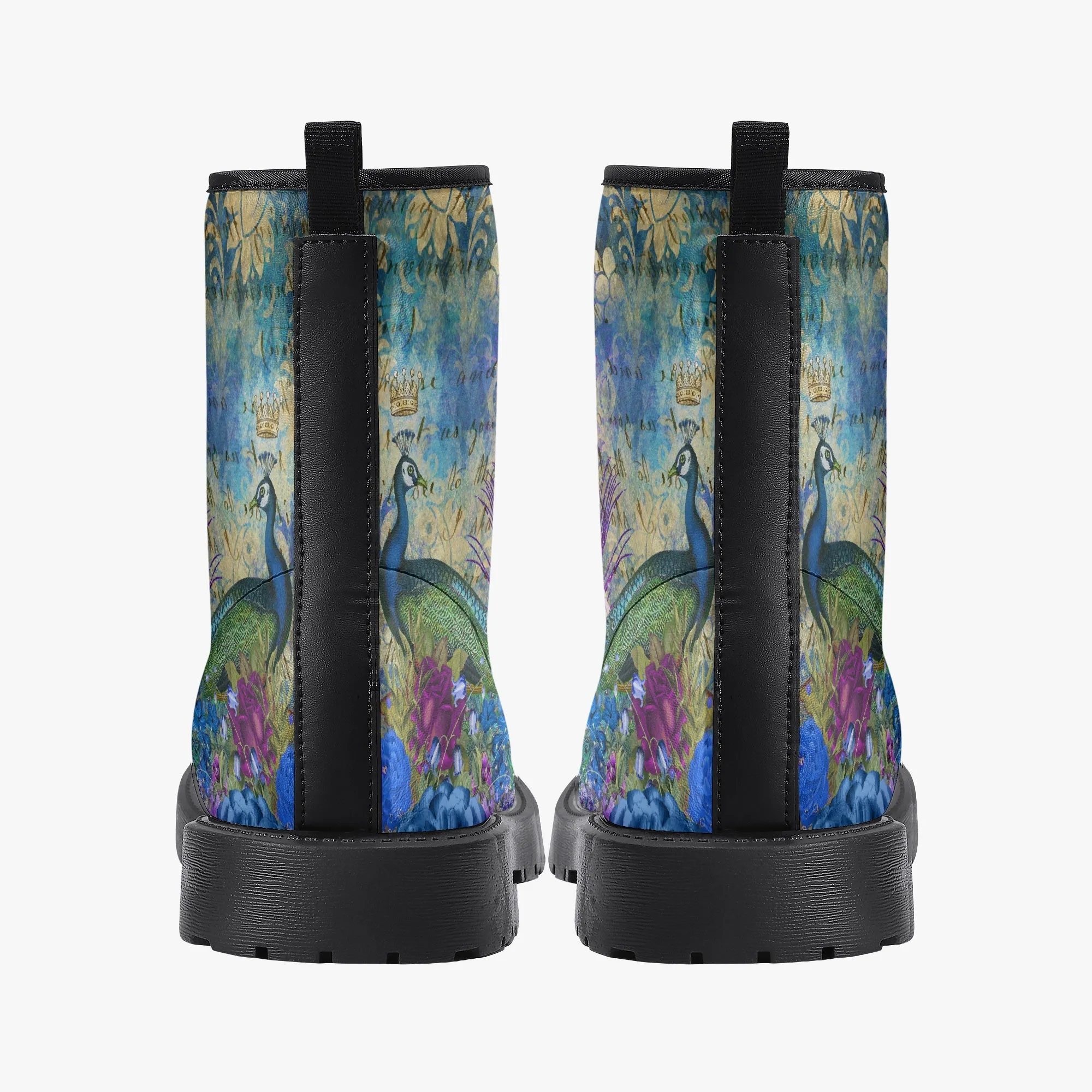 Peacock  Vintage Floral Combat Boots  (JPREG17)