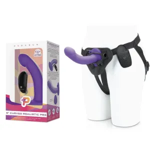 Pegasus 6 inch Curved Realistic G-Spot/ P-Spot Peg Rechargeable Remote Controlled Pegging Set includes Adjustable Harness