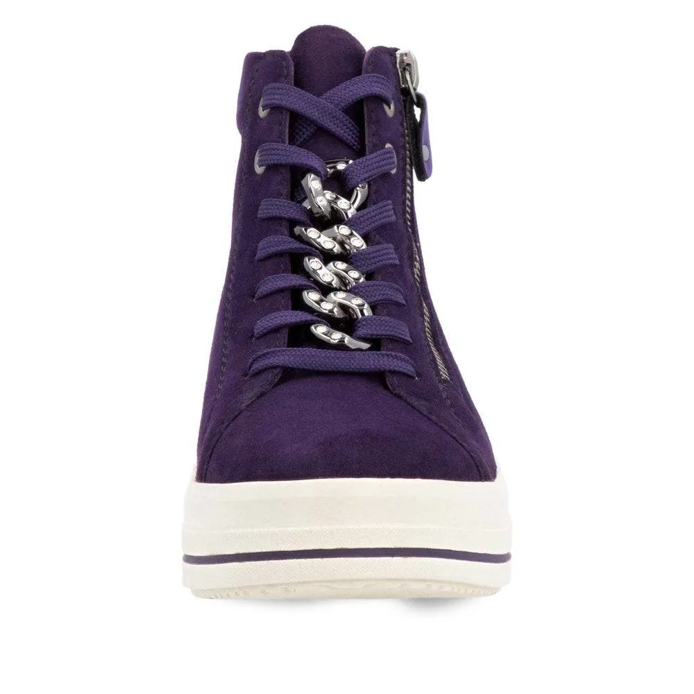 Remonte D1C70-30 Ladies Aubergine Suede Zip & Lace Shoes