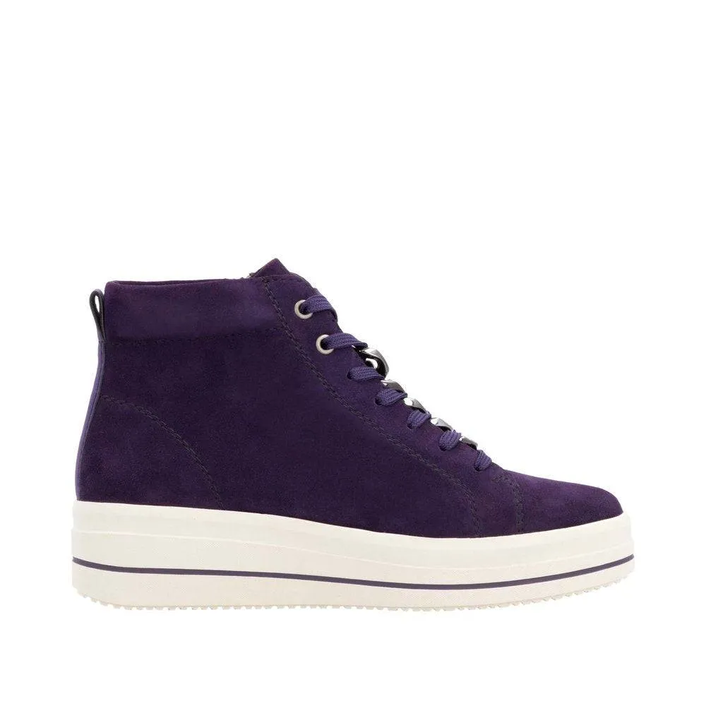 Remonte D1C70-30 Ladies Aubergine Suede Zip & Lace Shoes