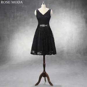 Rosemoda Black Short Lace Party Dress