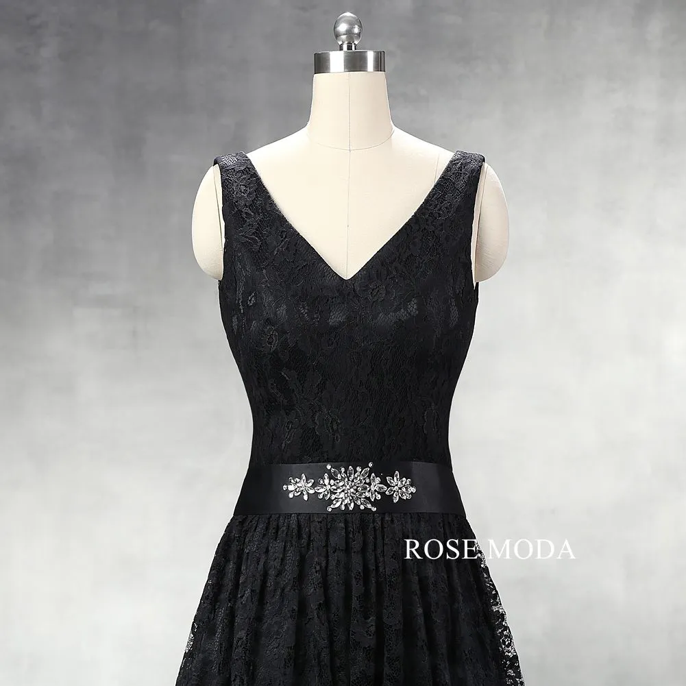 Rosemoda Black Short Lace Party Dress