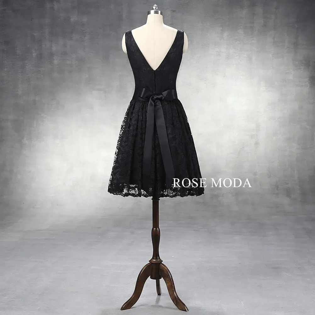 Rosemoda Black Short Lace Party Dress