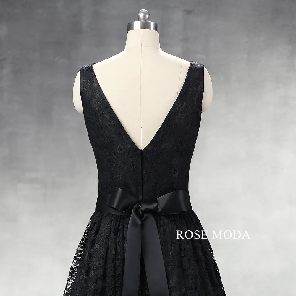 Rosemoda Black Short Lace Party Dress