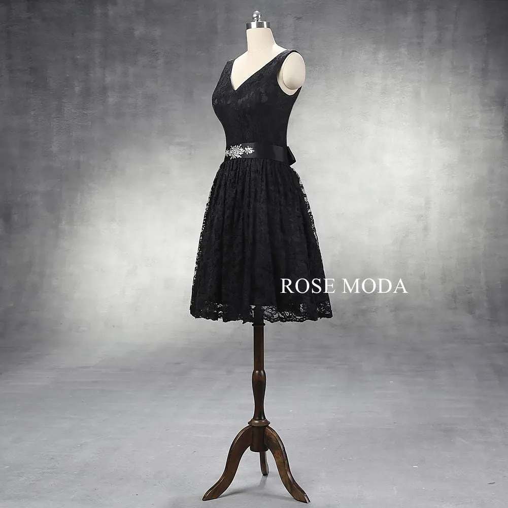 Rosemoda Black Short Lace Party Dress