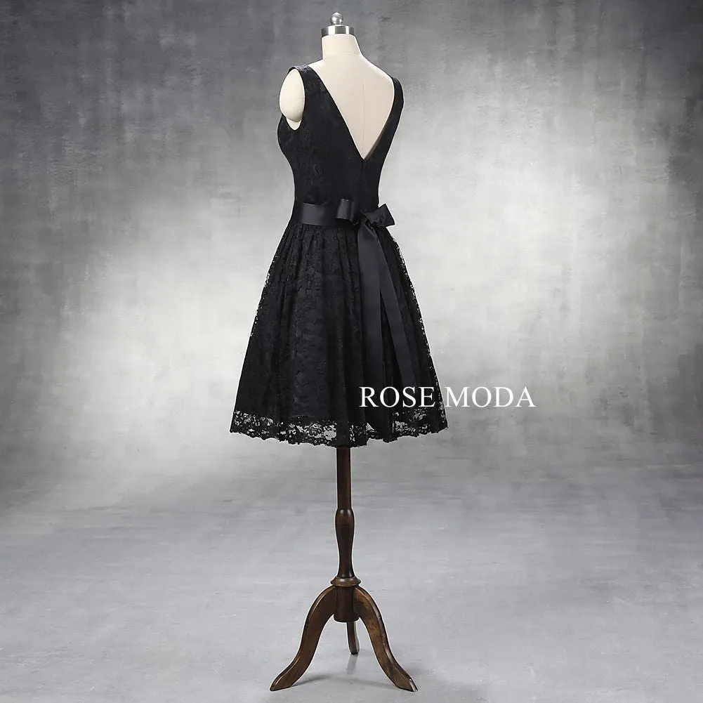 Rosemoda Black Short Lace Party Dress