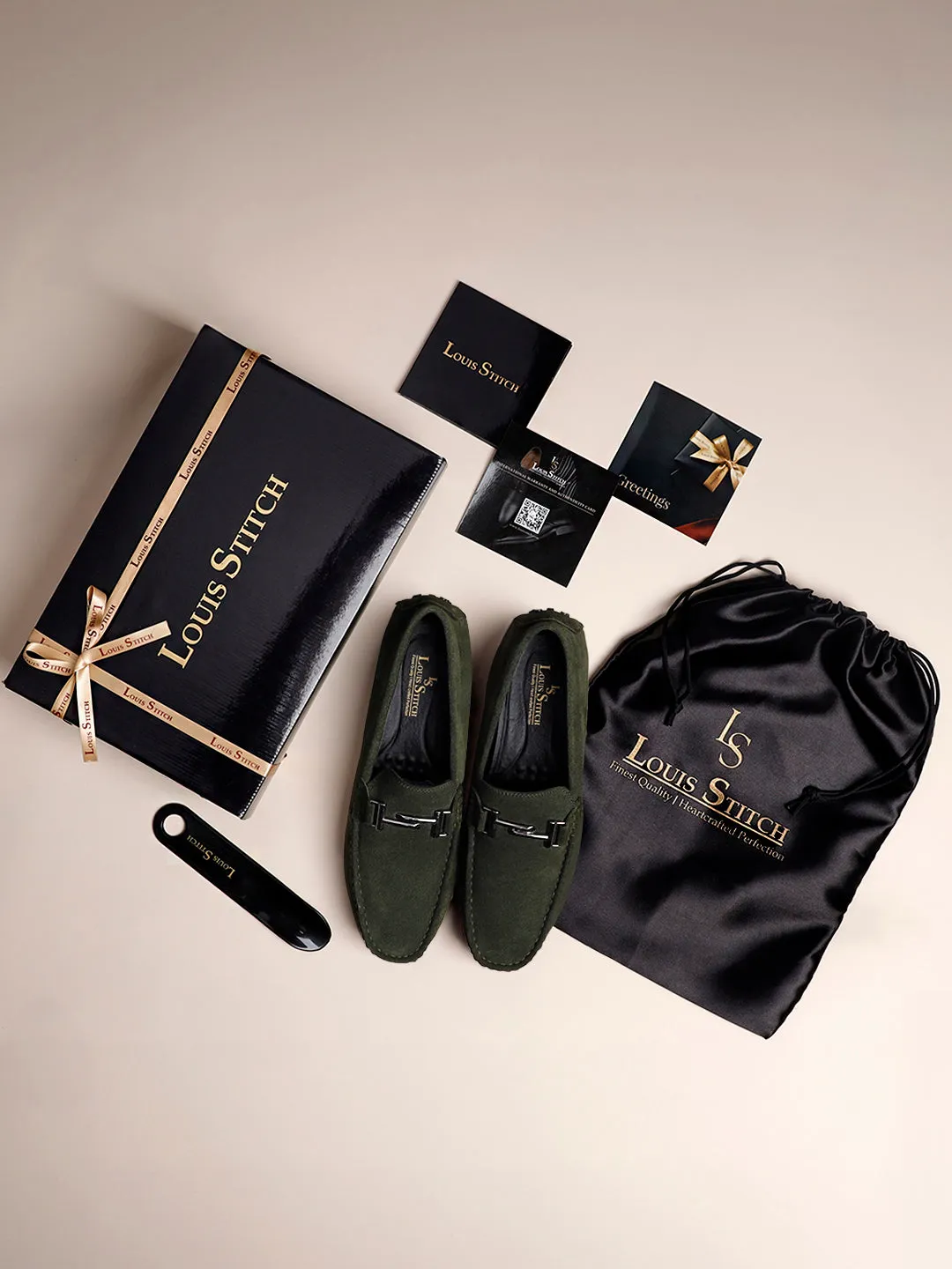 Seaweed Green Handmade Italian Suede Leather Penny Loafers with Designer Buckle