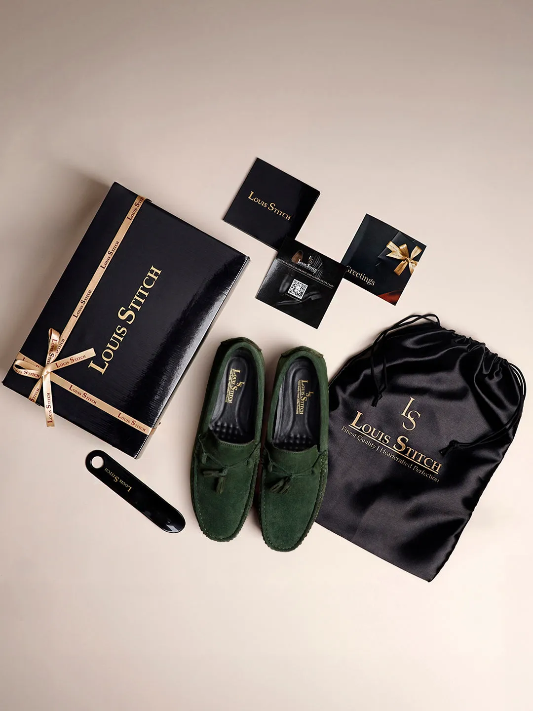 Seaweed Green Handmade Italian Suede Leather Penny Tassel Loafers