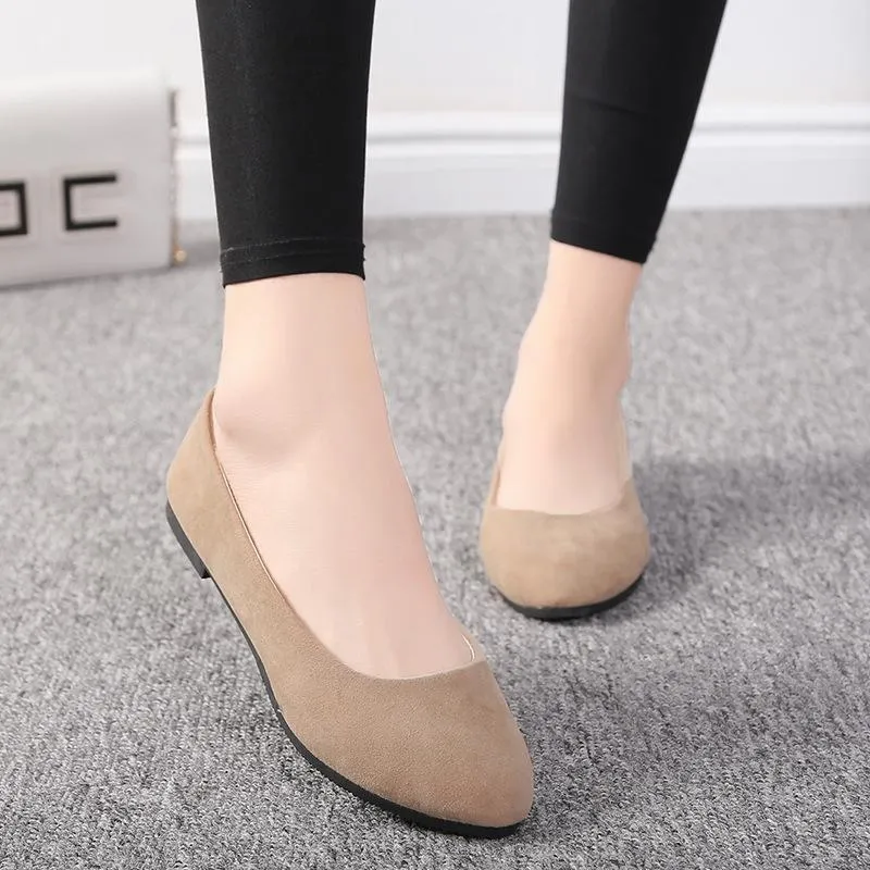 Simple Soft Girl Sweet Round Toe Shoes Flat Bottom Schoolgirl Office Lady Drive Car White Shoes