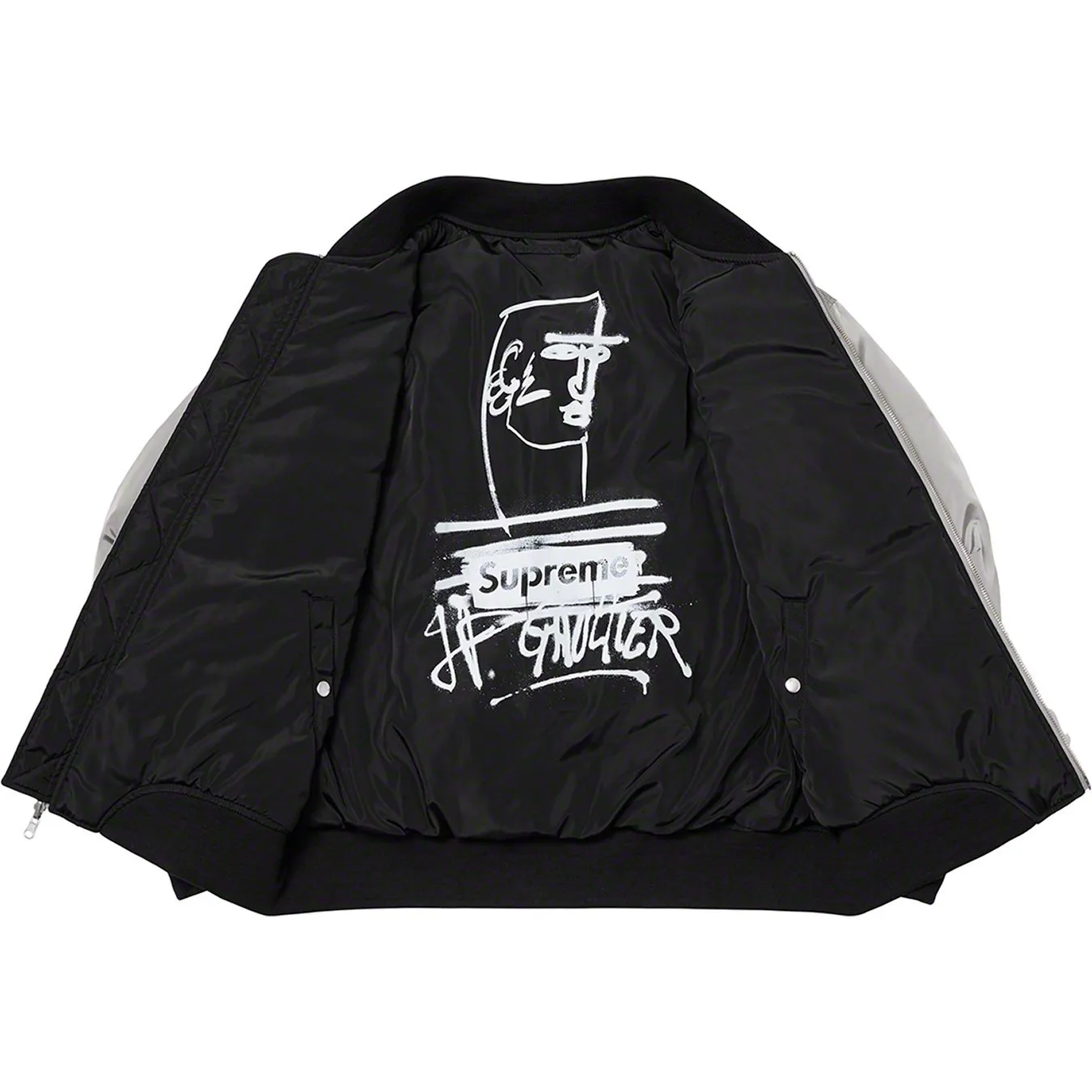 Supreme Jean Paul Gaultier Reversible Backpack MA-1 Jacket Silver (Size M)
