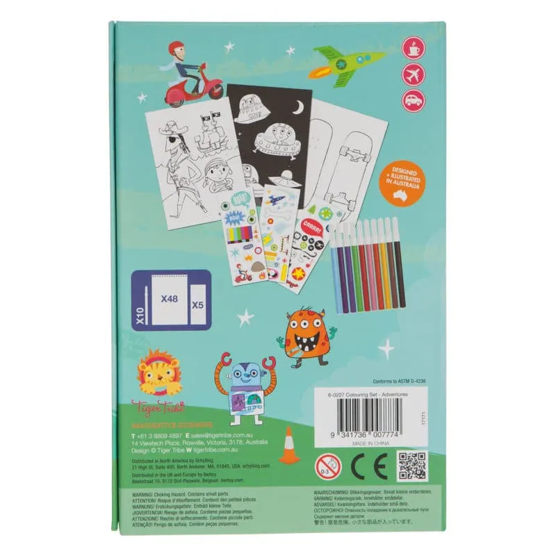 Tiger Tribe Adventures Colouring Set