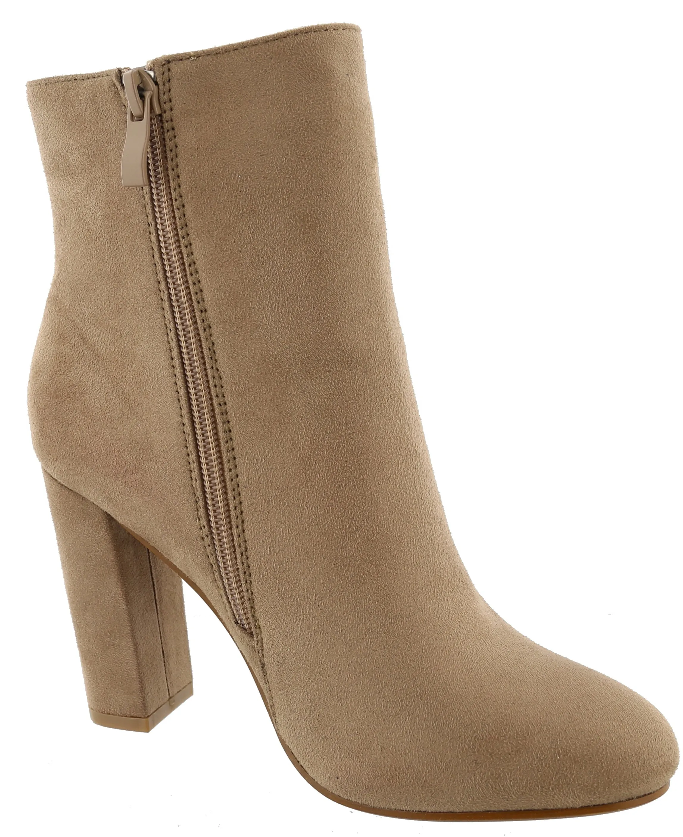 Top Moda Women's Floral Embroidered Chunky Stacked Block Heel Ankle Bootie