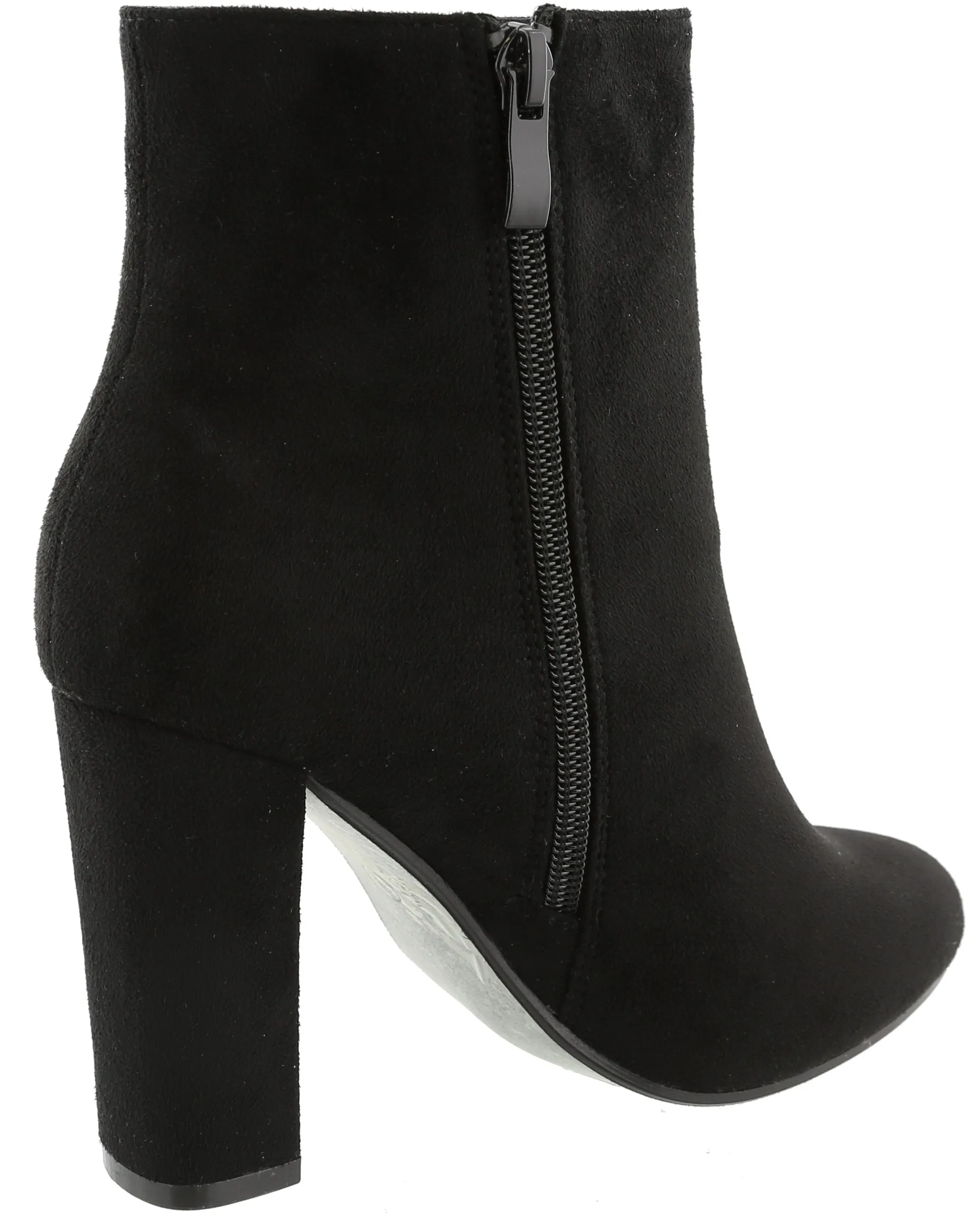 Top Moda Women's Floral Embroidered Chunky Stacked Block Heel Ankle Bootie