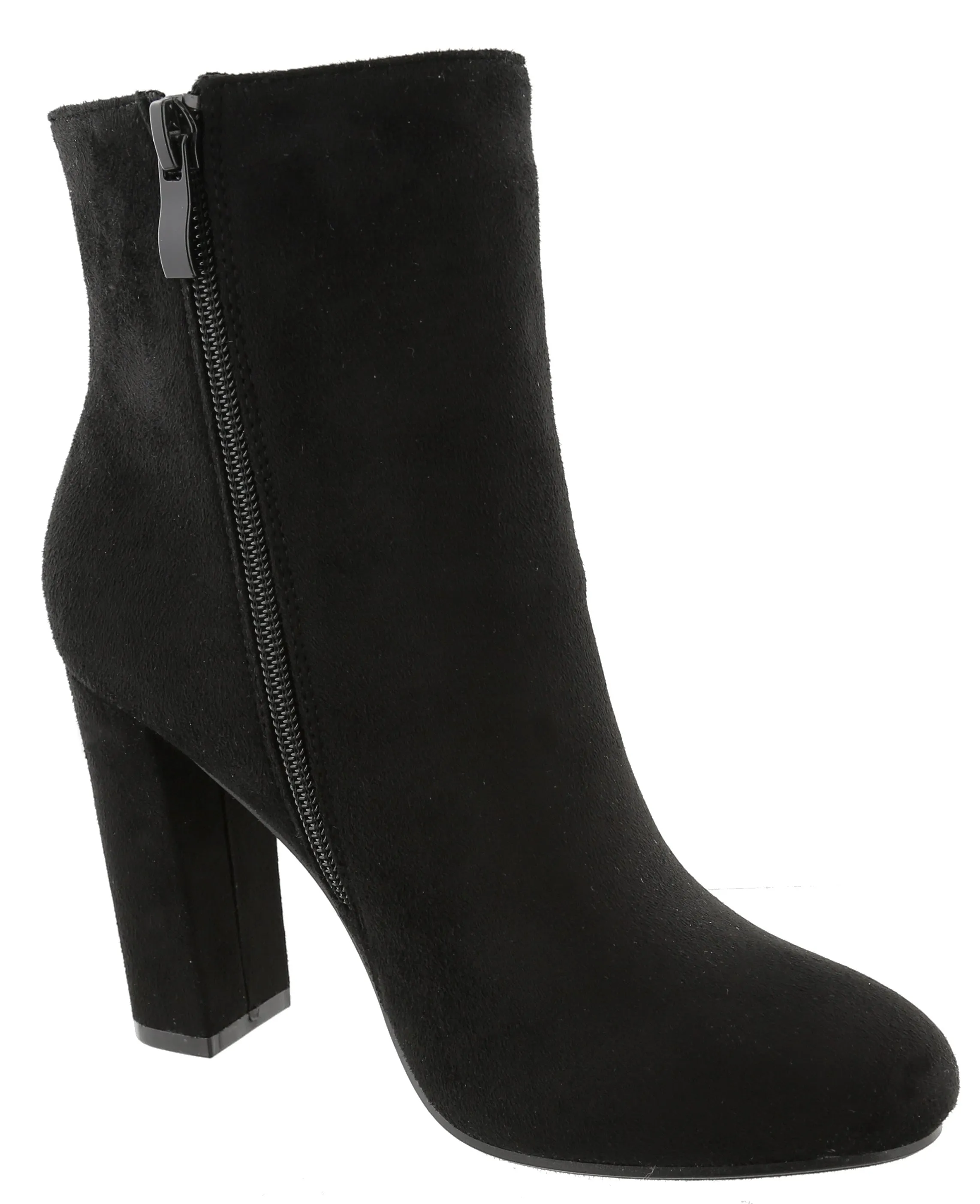 Top Moda Women's Floral Embroidered Chunky Stacked Block Heel Ankle Bootie