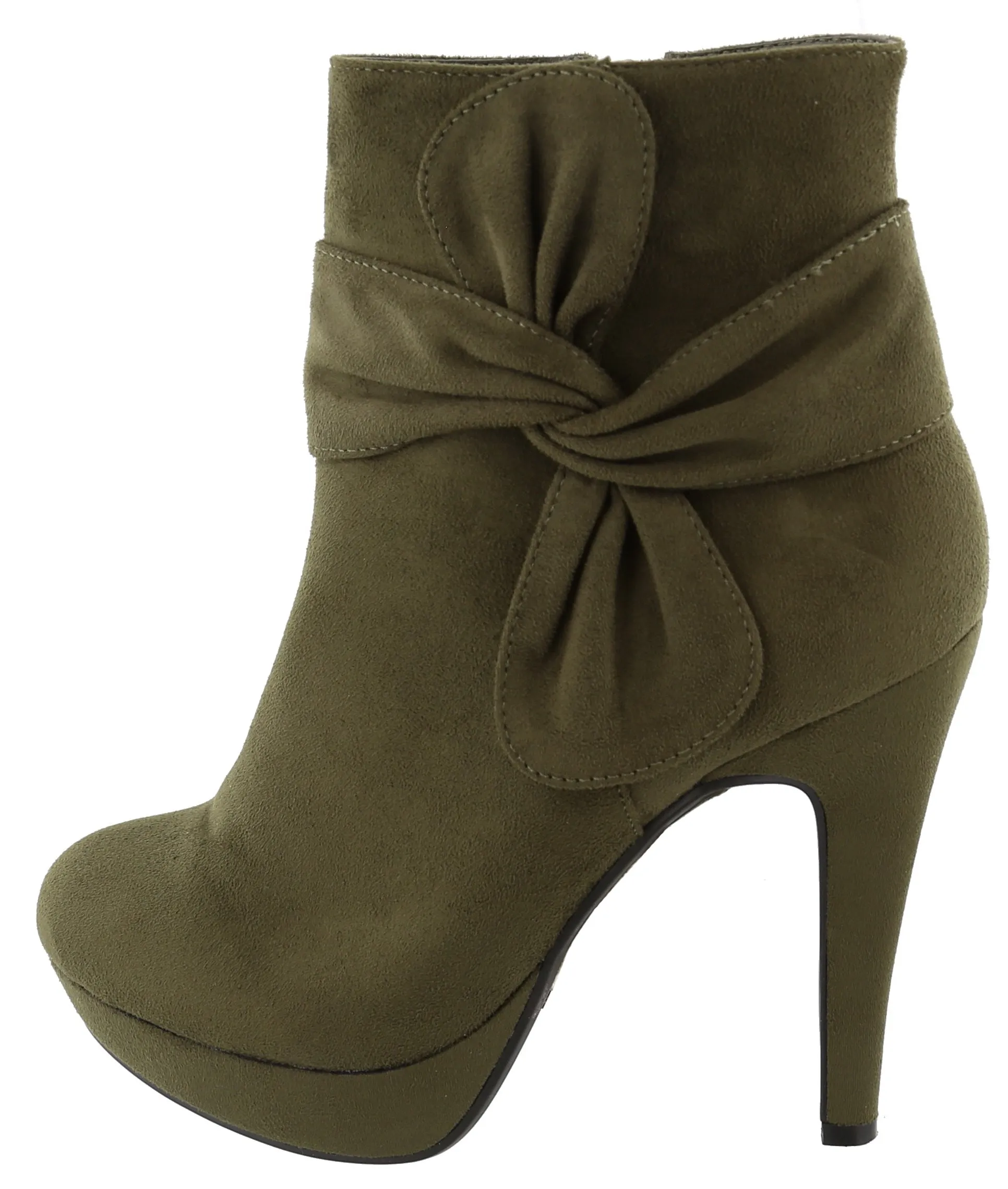 Top Moda Women's Side Bow Knot Platform Stiletto High Heel Ankle Bootie