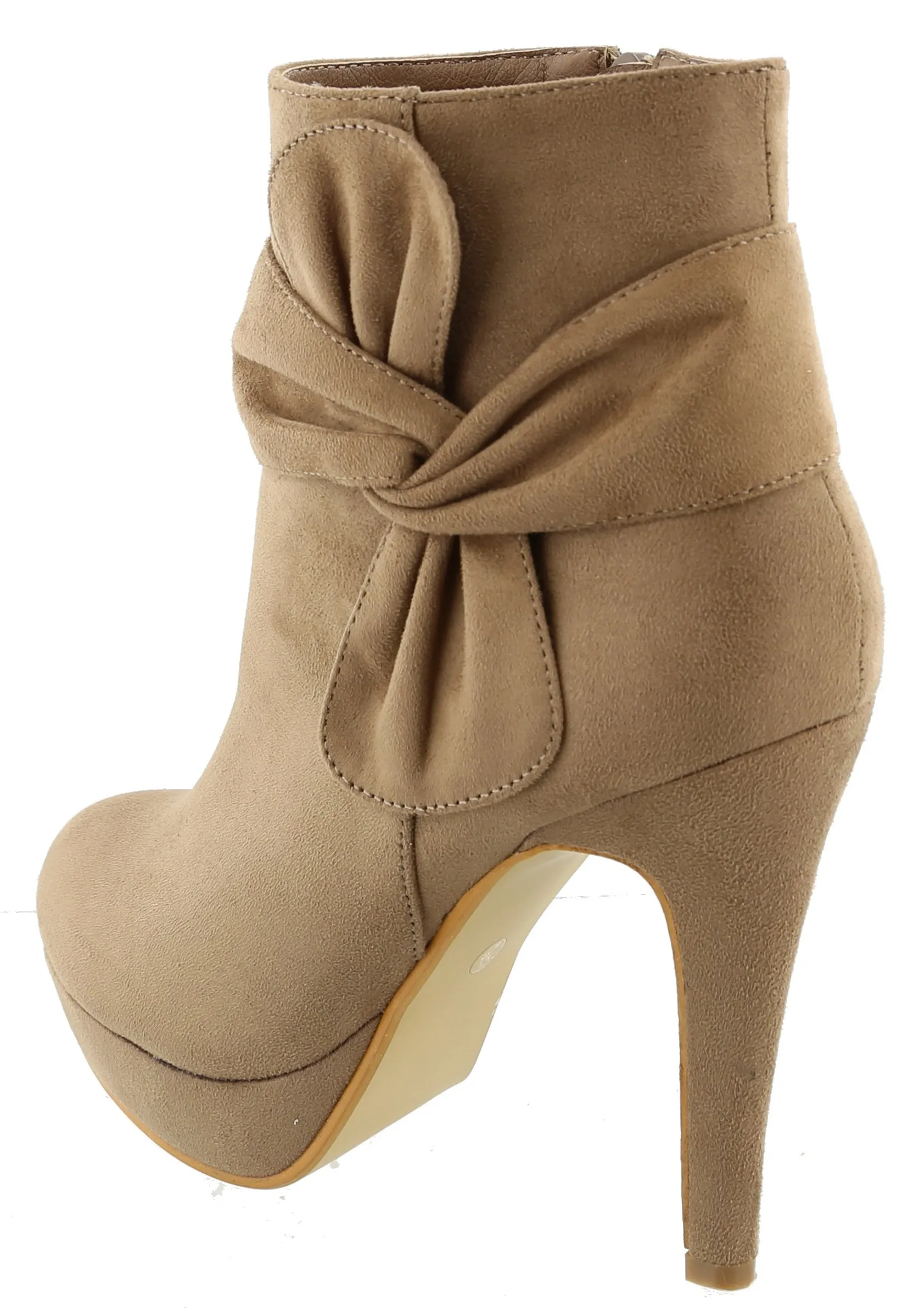 Top Moda Women's Side Bow Knot Platform Stiletto High Heel Ankle Bootie