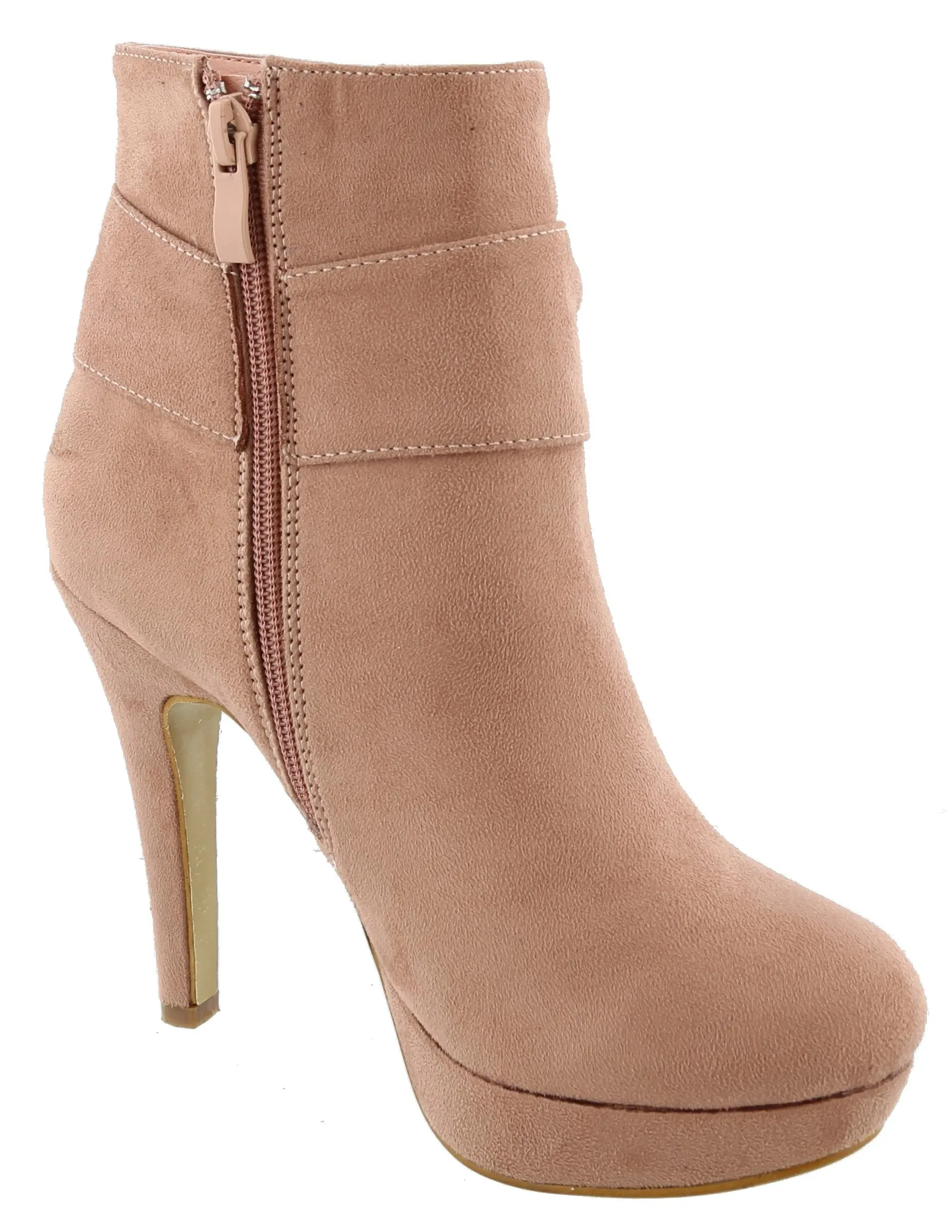 Top Moda Women's Side Bow Knot Platform Stiletto High Heel Ankle Bootie