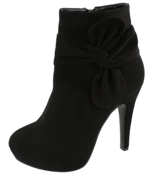 Top Moda Women's Side Bow Knot Platform Stiletto High Heel Ankle Bootie